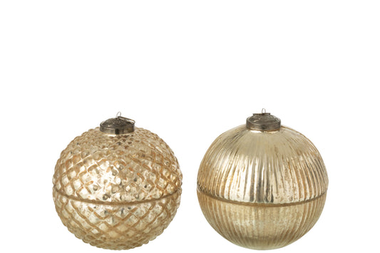 Geurkaars Kerstbal Glas Goudkleurig Large Assortiment Van 2