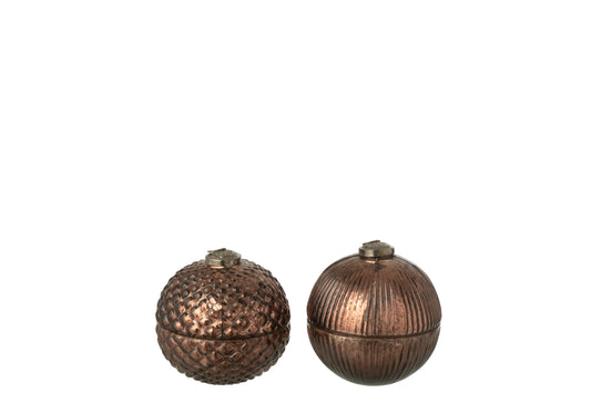 Geurkaars Kerstbal Glas Bruin Small Assortiment Van 2