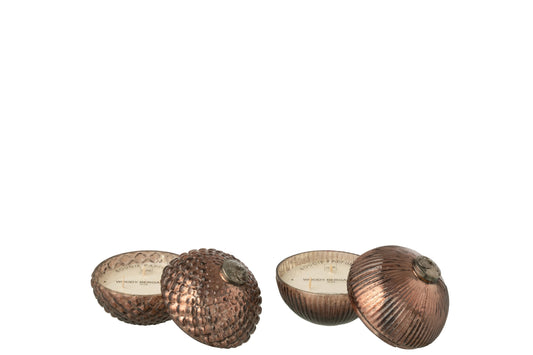 Geurkaars Kerstbal Glas Bruin Small Assortiment Van 2
