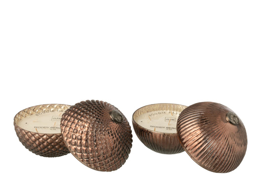 Geurkaars Kerstbal Glas Bruin Large Assortiment Van 2