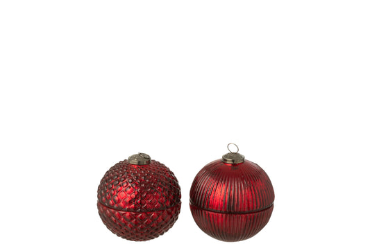 Geurkaars Kerstbal Glas Kerstrood Small Assortiment Van 2