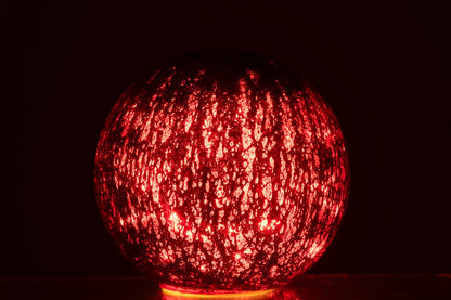 Ball LED Crackled Glass Christmas Red Large