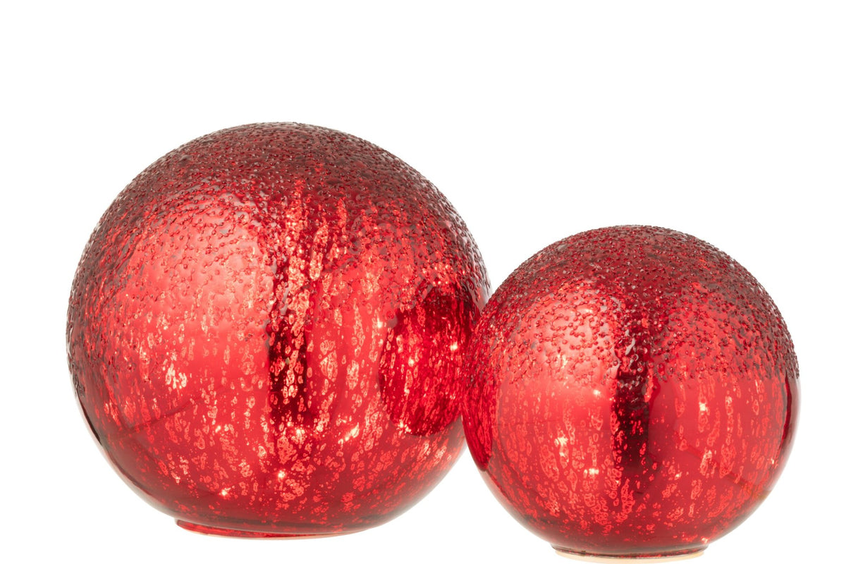 Ball LED Crackled Glass Christmas Red Large
