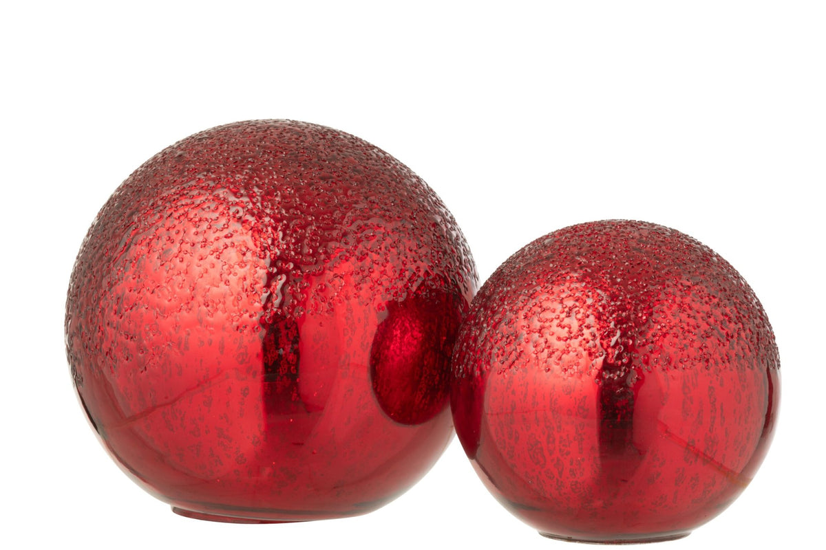 Ball LED Crackled Glass Christmas Red Large