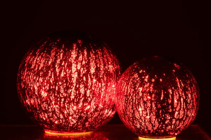 Ball LED Crackled Glass Christmas Red Large