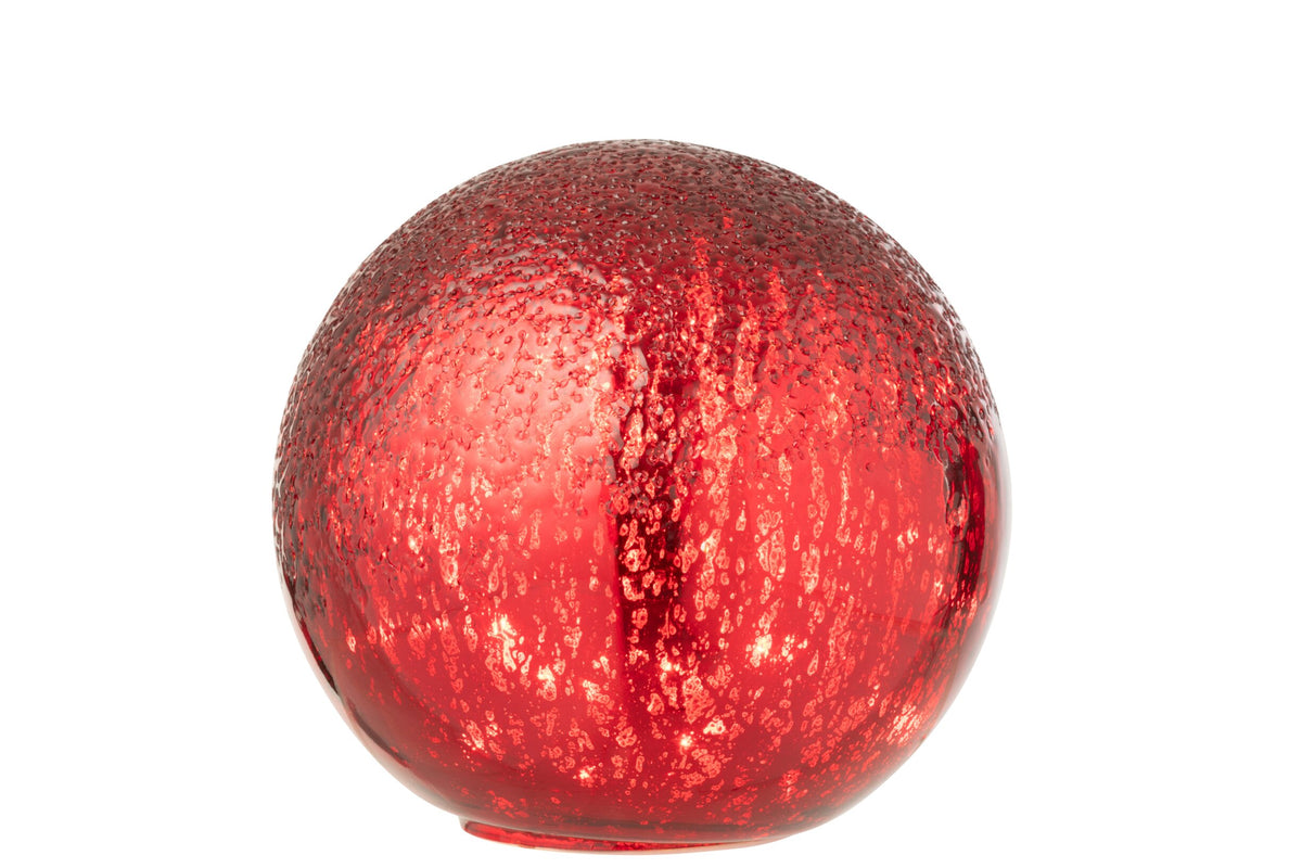 Ball LED Crackled Glass Christmas Red Large