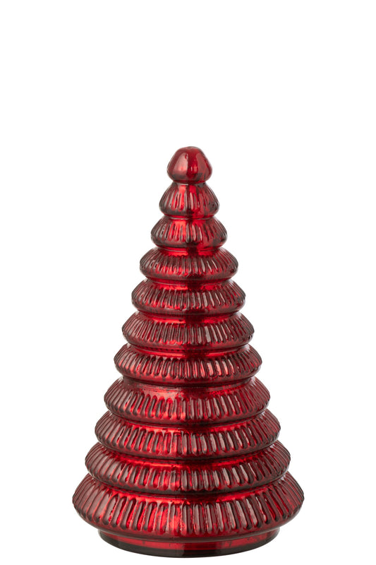 Geurkaars Boom Geribbeld Glas Kerstrood Large