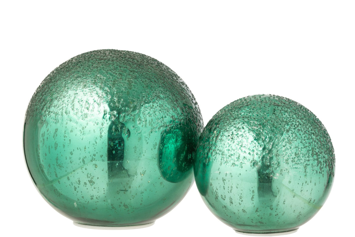 Ball LED Crackled Glass Green Large