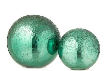 Ball LED Crackled Glass Green Large