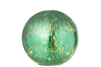 Ball LED Crackled Glass Green Large