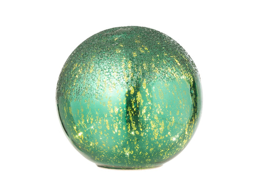Ball LED Crackled Glass Green Large
