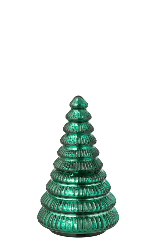 Geurkaars Boom Geribbeld Glas Groen Small