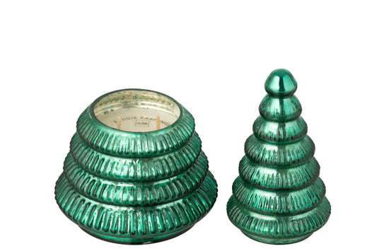 Geurkaars Boom Geribbeld Glas Groen Large
