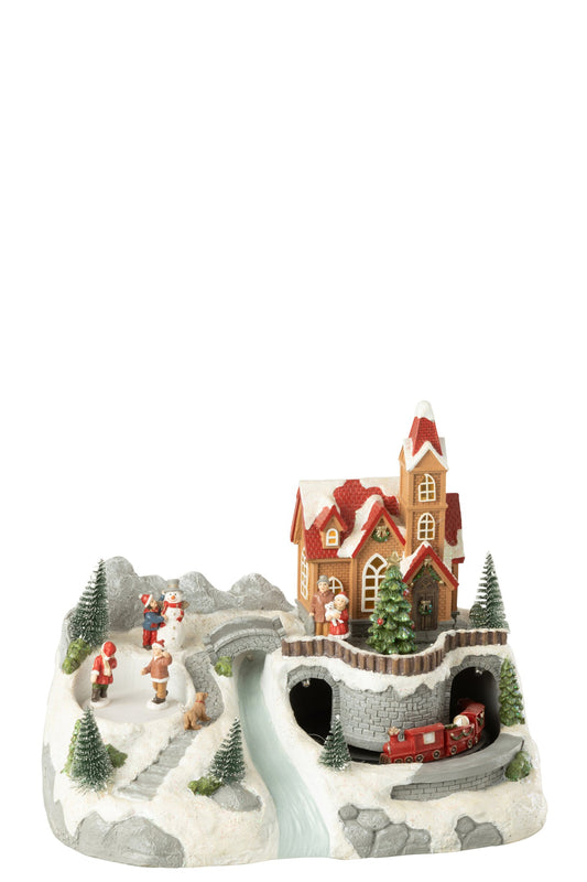 Village Train+Skating Polyresin Multicolored