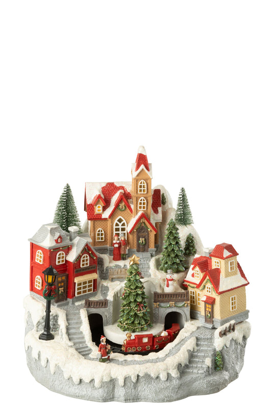 Village Train Polyresin Multicolored