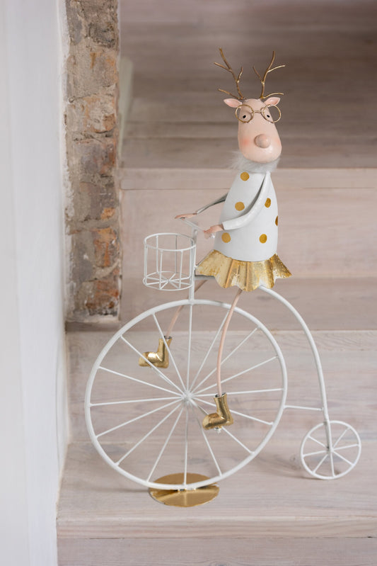 Reindeer Bike Iron Gold Colored/White Assortment Of 2