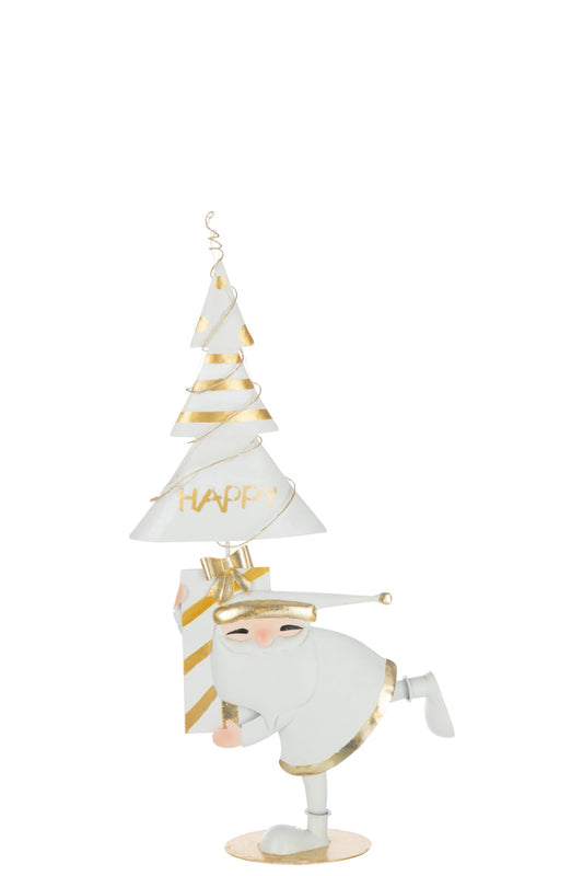 Santa Claus LED Tree Iron Gold Colored/White Small
