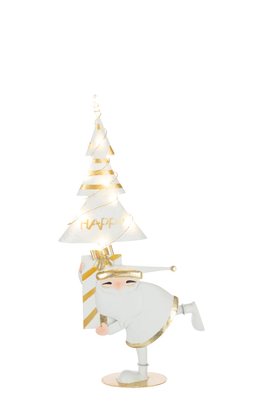 Santa Claus LED Tree Iron Gold Colored/White Small