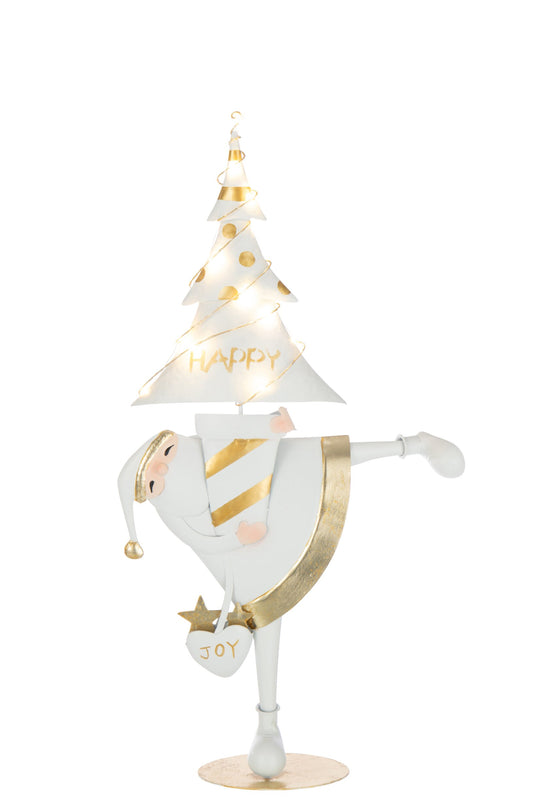 Santa Claus LED Tree Iron Gold Colored/White Large