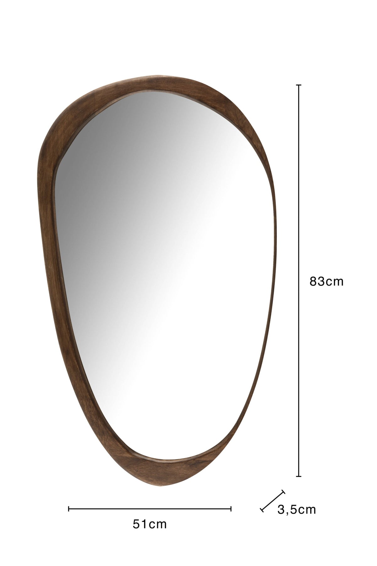 Mirror Irregular Mango Wood Dark Brown Large