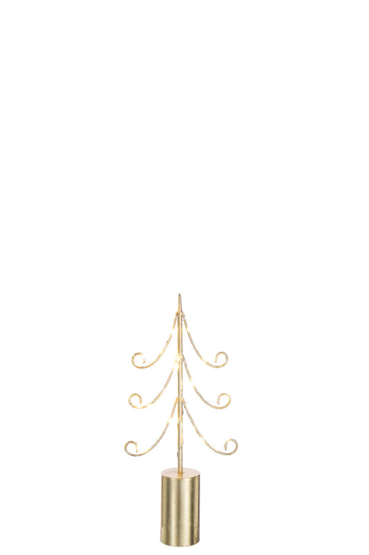 Tree LED Cylinder Base Iron Gold Colored Small