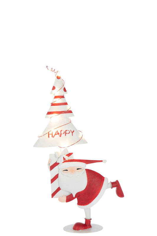 Santa Claus LED Tree Iron Christmas Red/White Small
