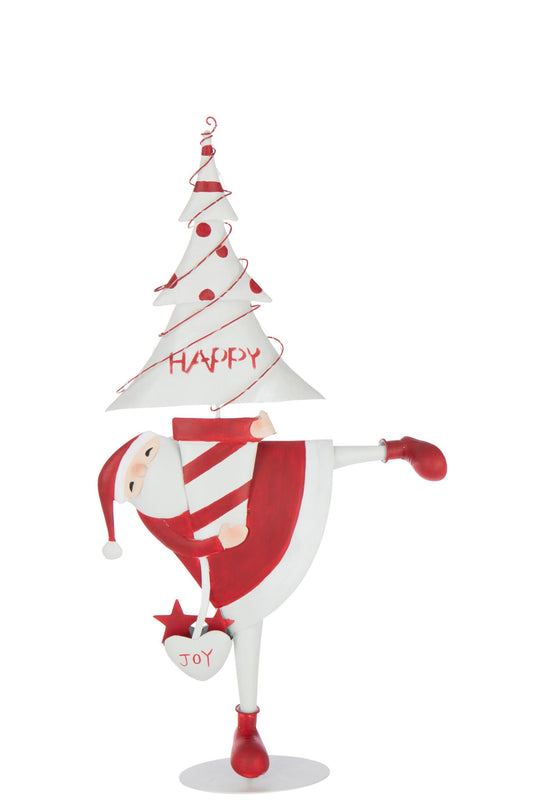 Santa Claus LED Tree Iron Christmas Red/White Large