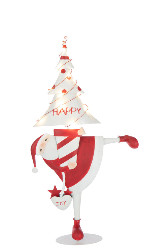 Santa Claus LED Tree Iron Christmas Red/White Large