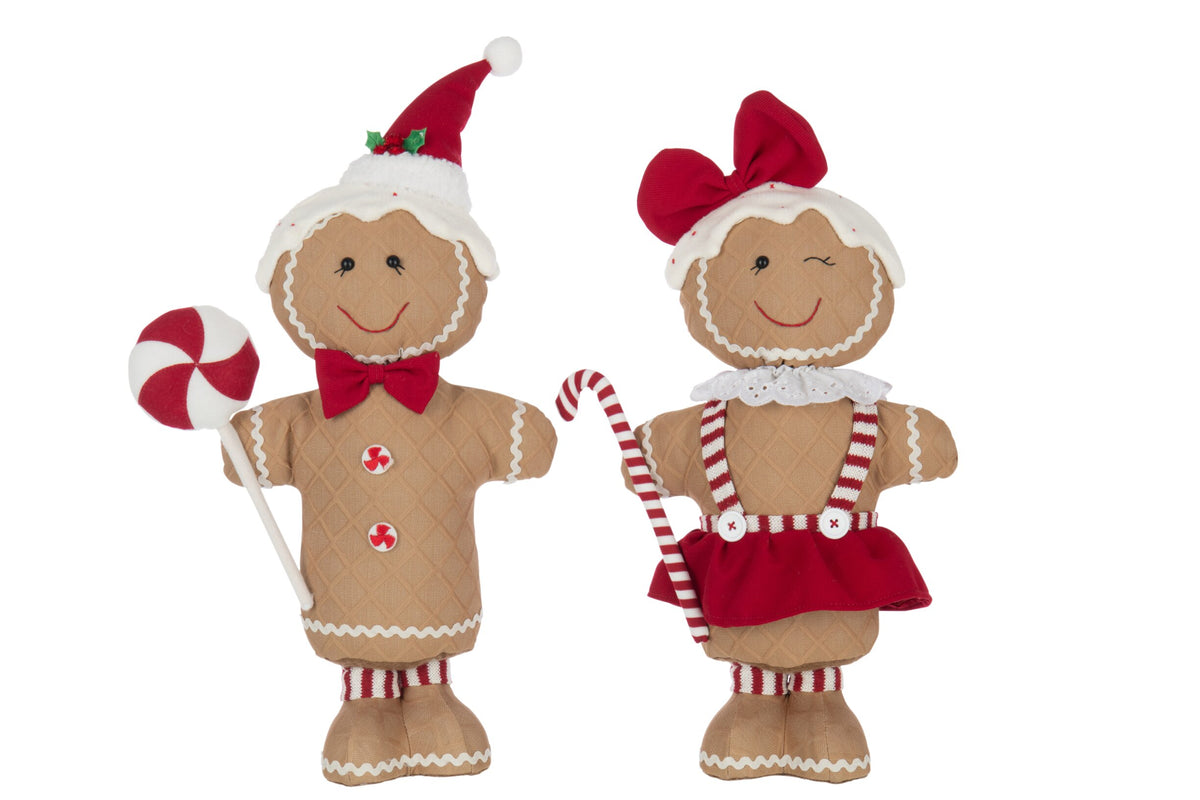 Gingerbread Boy/Girl Candy Polyester Camel/Christmas Red Assortment Of 2