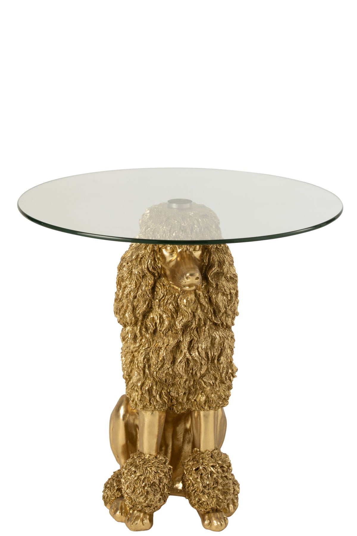 Side Table Poodle Round Polyresin Gold Colored