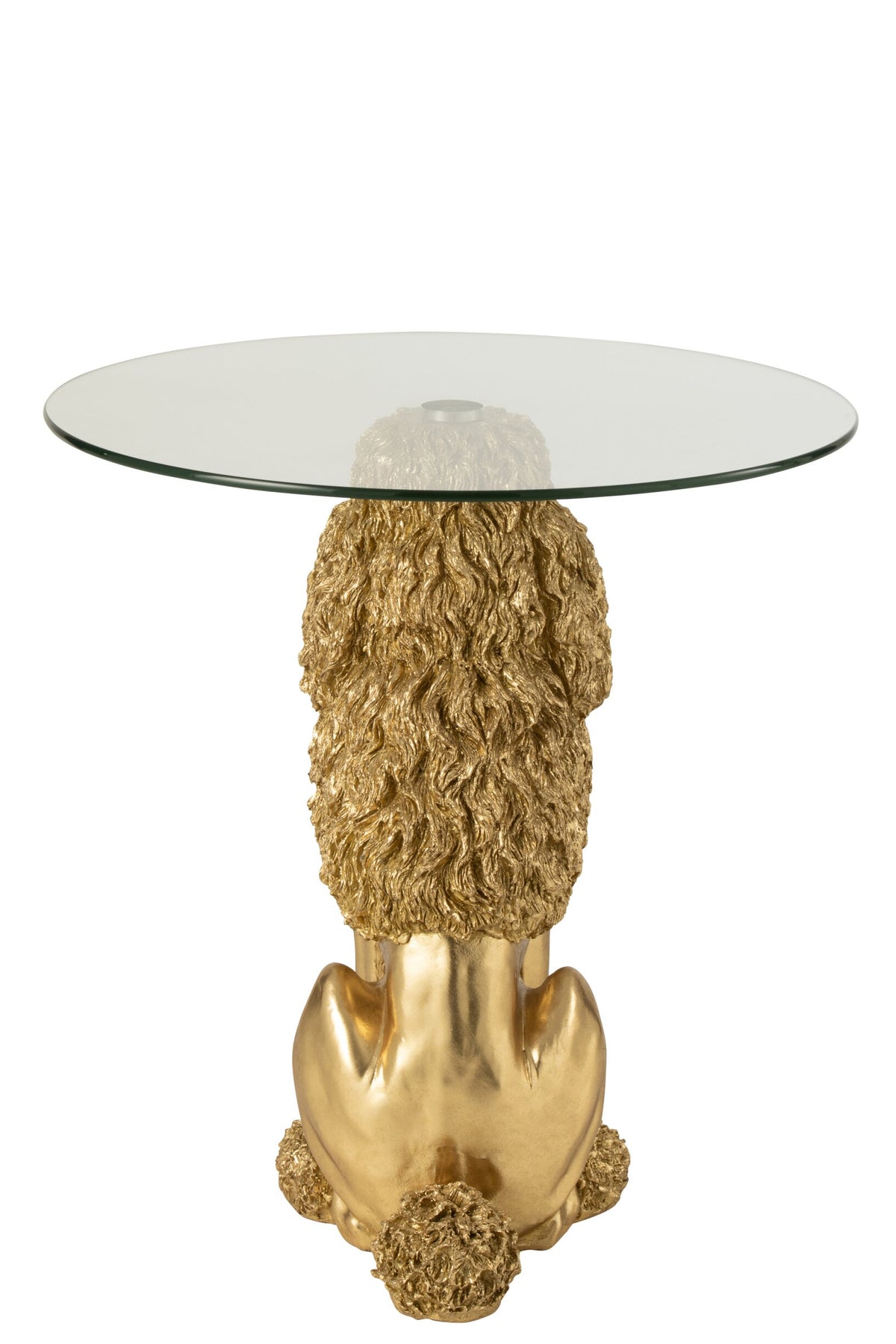 Side Table Poodle Round Polyresin Gold Colored