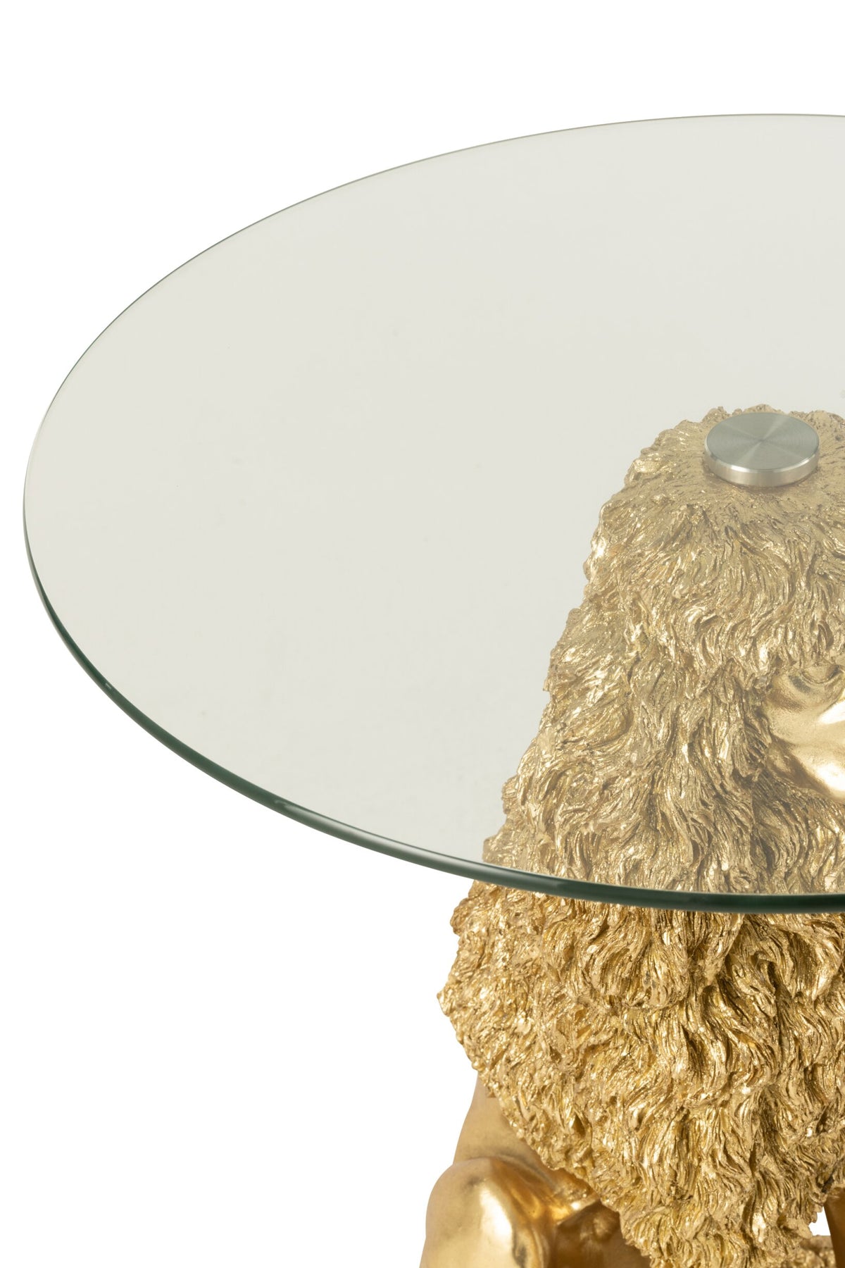 Side Table Poodle Round Polyresin Gold Colored