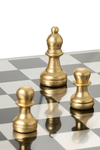 Chess Set Board Polyresin Gold Colored/Black