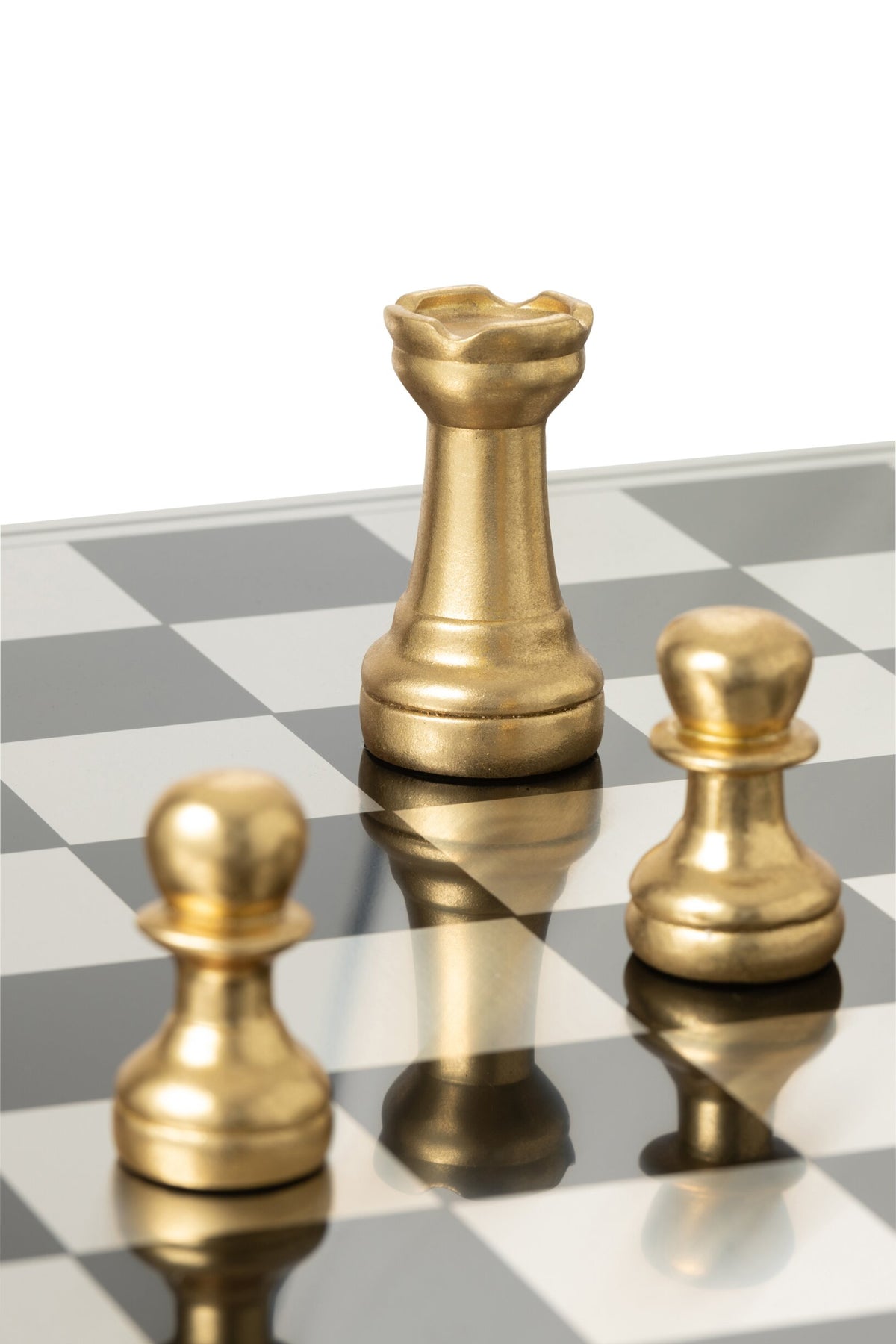 Chess Set Board Polyresin Gold Colored/Black