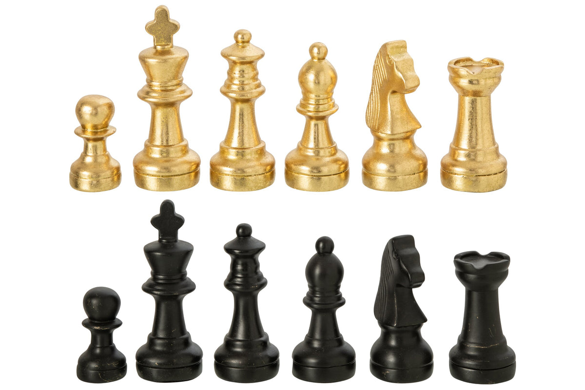 Chess Set Board Polyresin Gold Colored/Black
