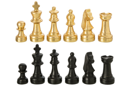 Chess Set Board Polyresin Gold Colored/Black