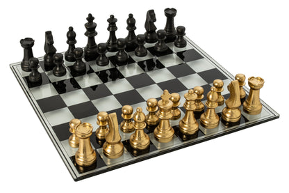Chess Set Board Polyresin Gold Colored/Black