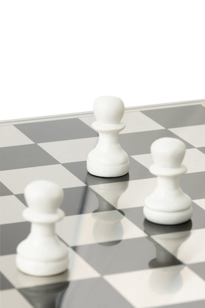 Chess Set Board Polyresin Gold Colored/White