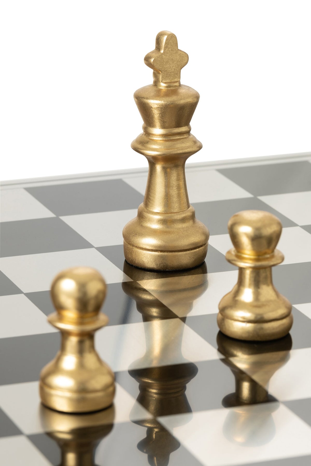Chess Set Board Polyresin Gold Colored/White