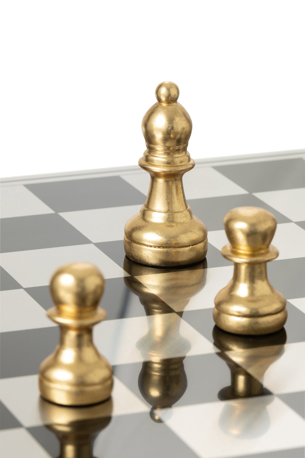Chess Set Board Polyresin Gold Colored/White