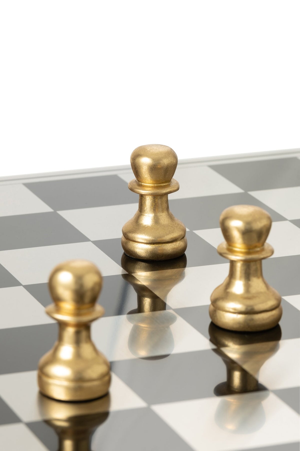 Chess Set Board Polyresin Gold Colored/White
