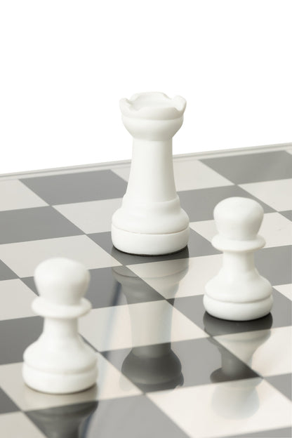 Chess Set Board Polyresin Gold Colored/White