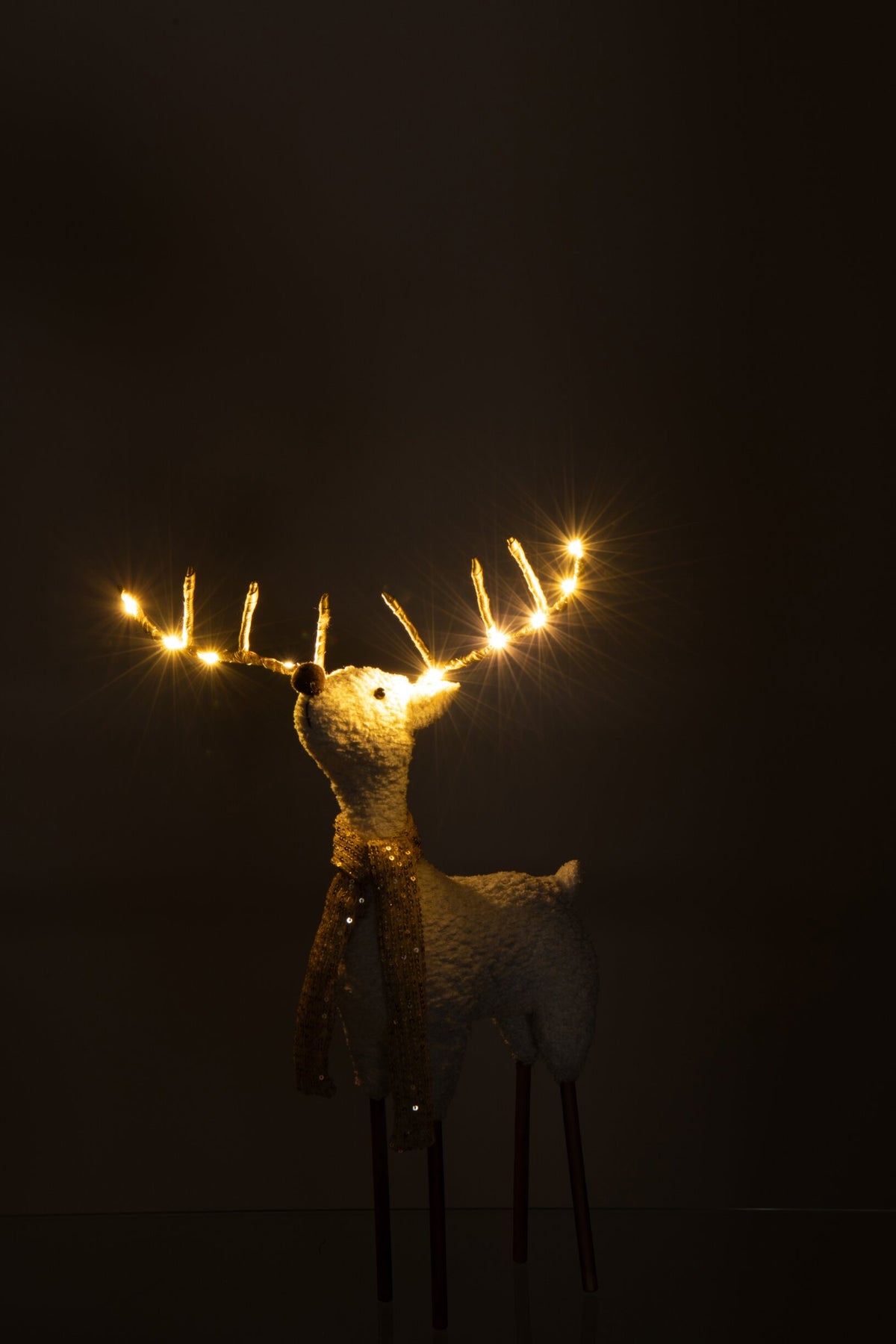 Reindeer Scarf Polyester White/Gold Colored Small