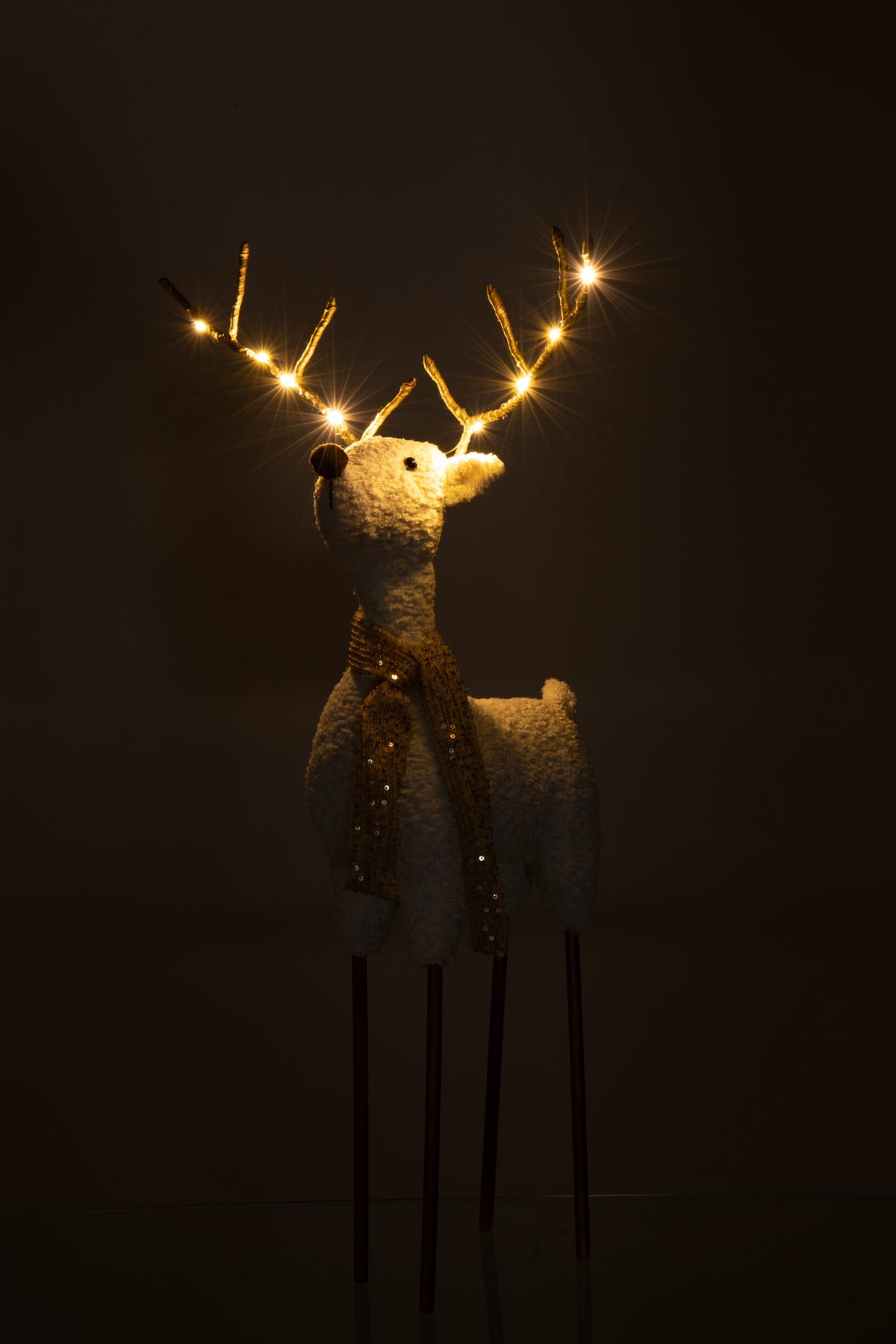 Reindeer Scarf Polyester White/Gold Colored Large