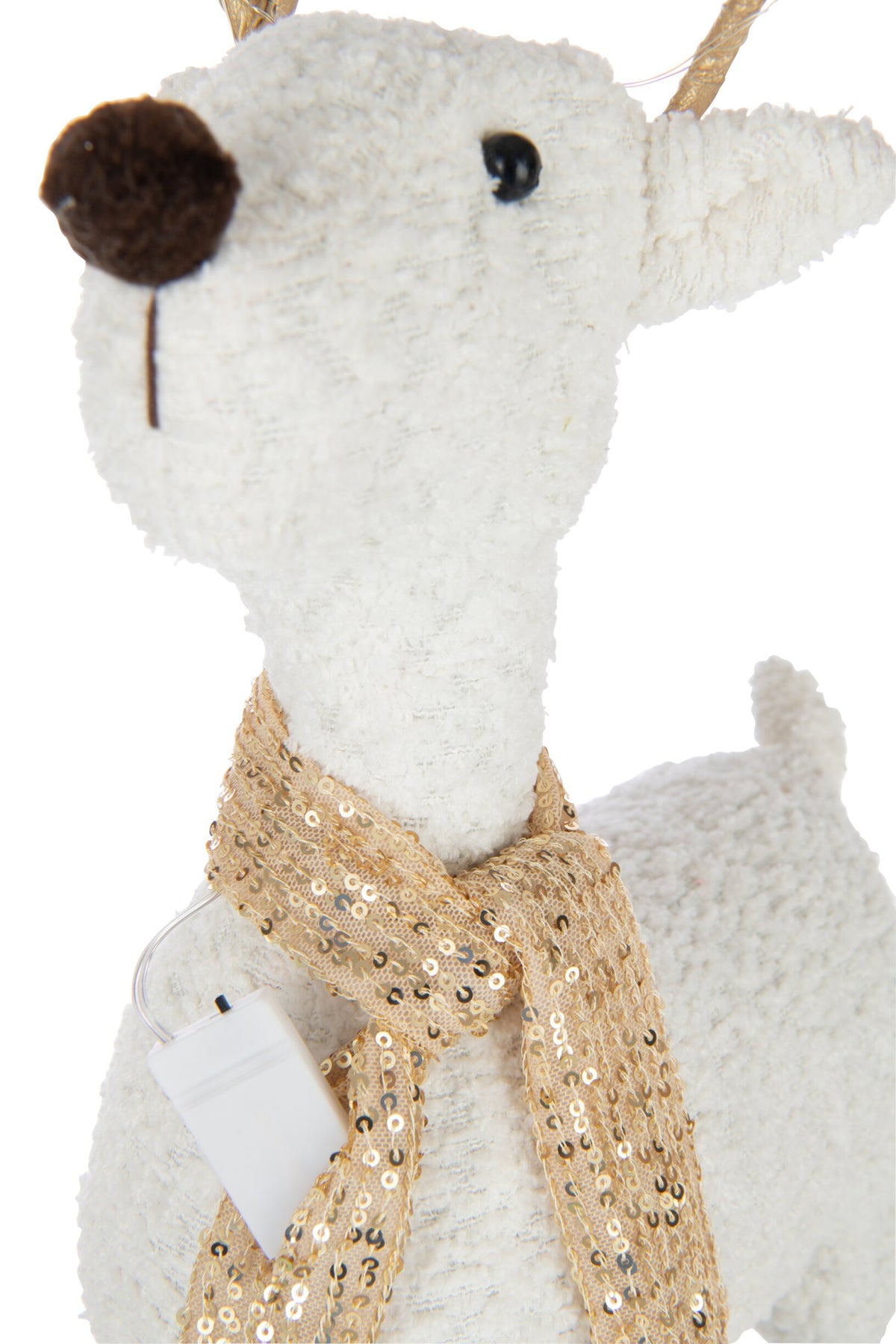 Reindeer Scarf Polyester White/Gold Colored Large
