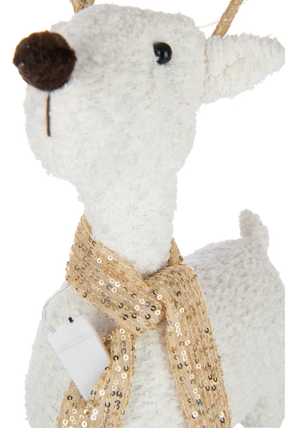 Reindeer Scarf Polyester White/Gold Colored Large