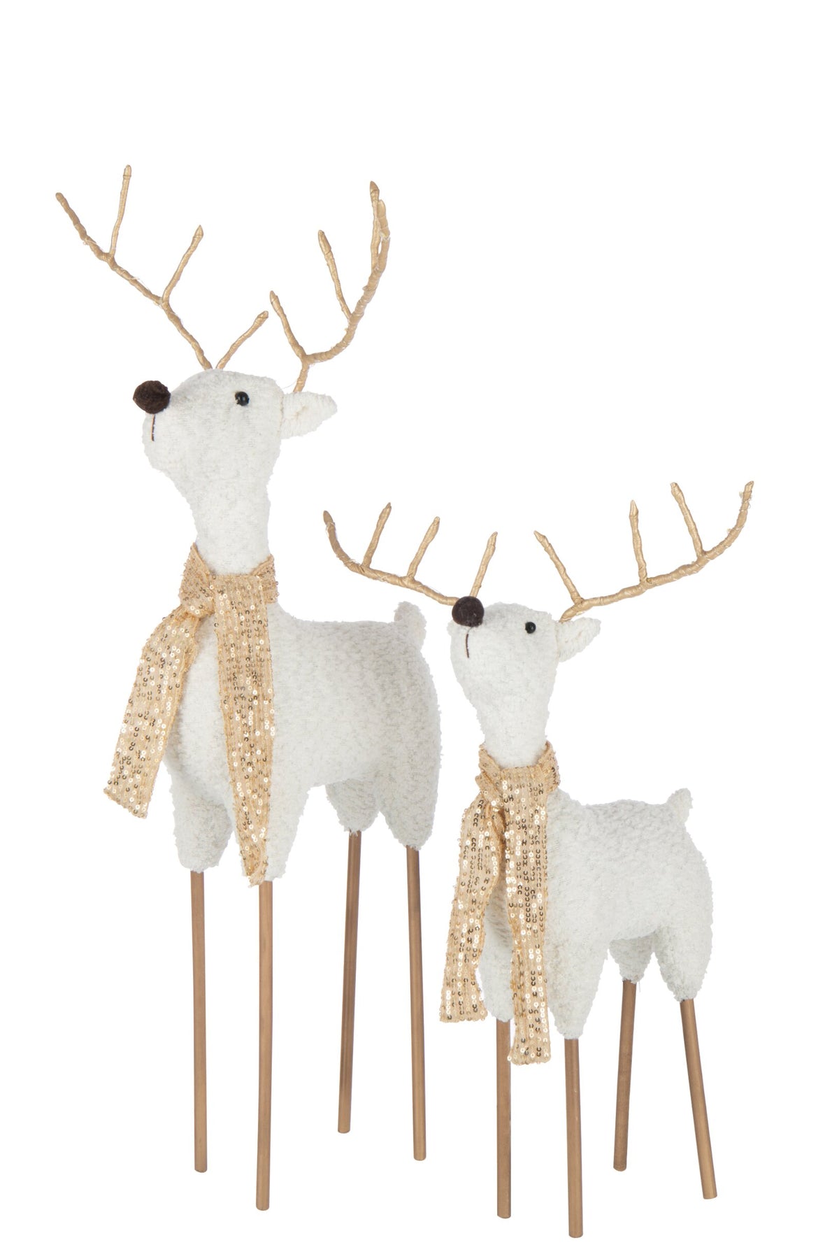 Reindeer Scarf Polyester White/Gold Colored Large