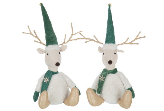 Reindeer Sitting Polyester Multicolored Assortment Of 2