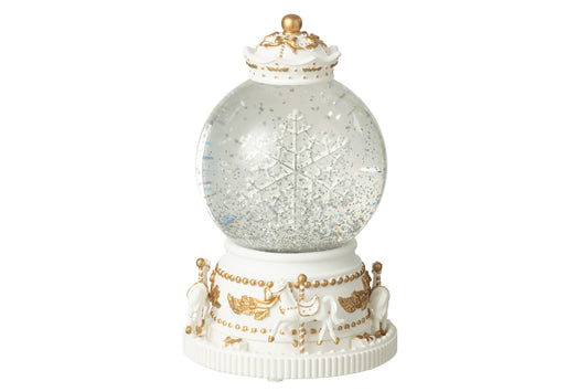 Water Globe Horses Plastic White/Gold Colored