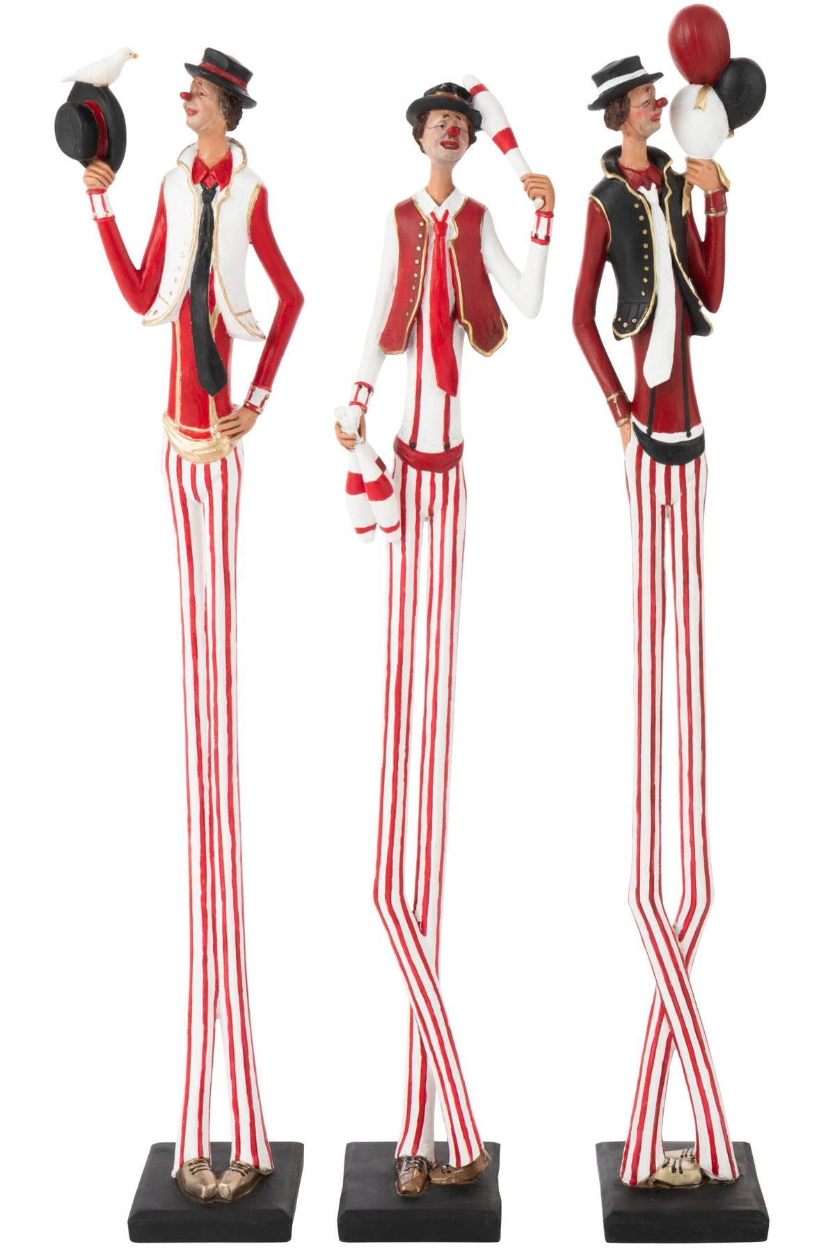 Set Of 3 Clown Giant Polyresin Multicolored Large